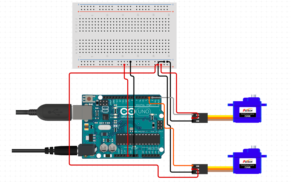 circuit diagram for two servos